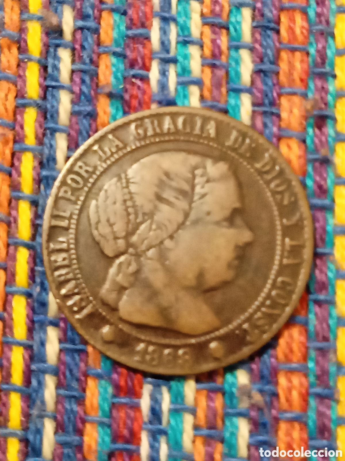 Monedas de Espa&ntilde;a: 2CAJ E-- MEDIO C&Eacute;NTIMO DE ESCUDO 1868OM ISABEL II BARCELONA - Foto 1