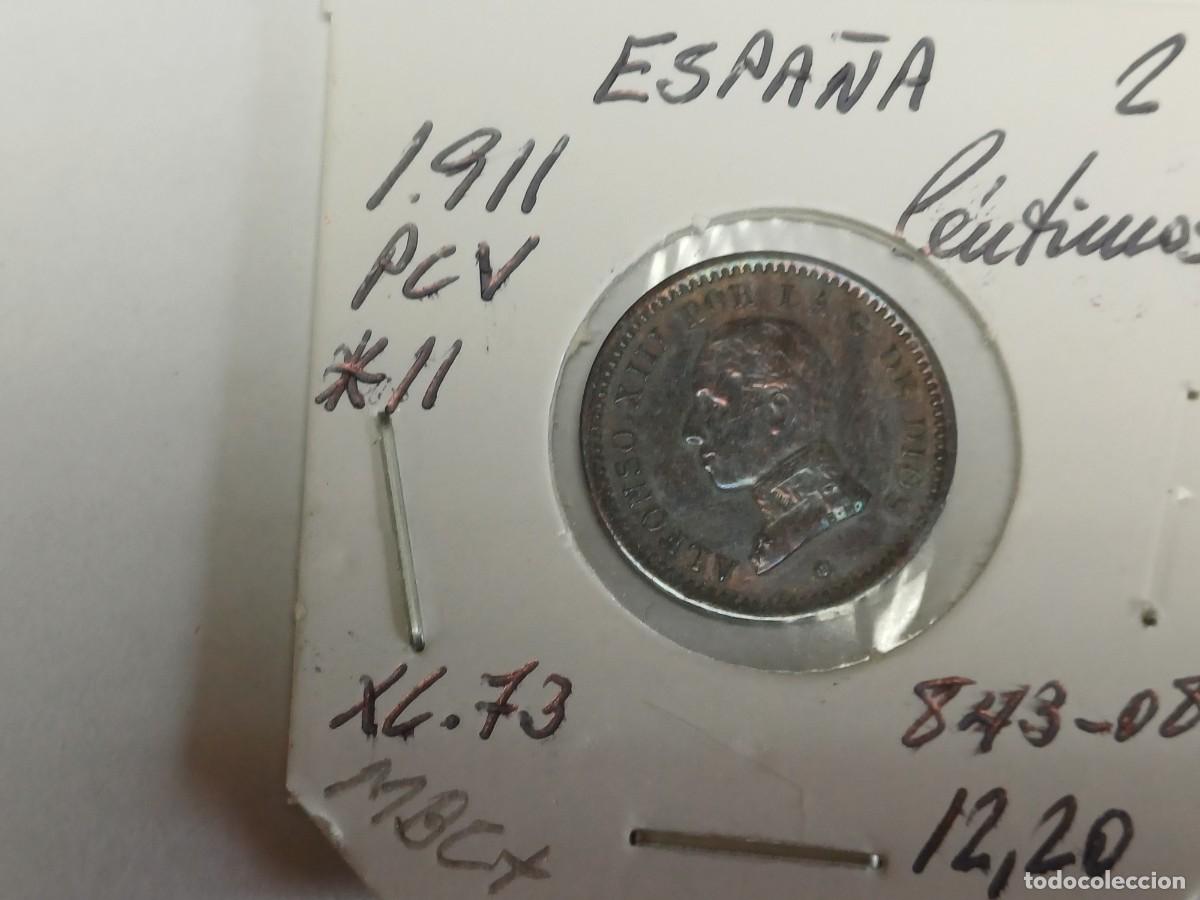 Monedas de Espa&ntilde;a: 2 CENTIMOS de 1911 PCV *11 XC 73 ESPA&Ntilde;A en MBC+ - Foto 1