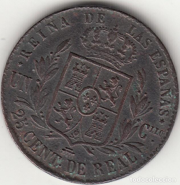 Monedas de Espa&ntilde;a: ISABEL II: 25 CENTIMOS REAL SEGOVIA 1854 - Foto 2