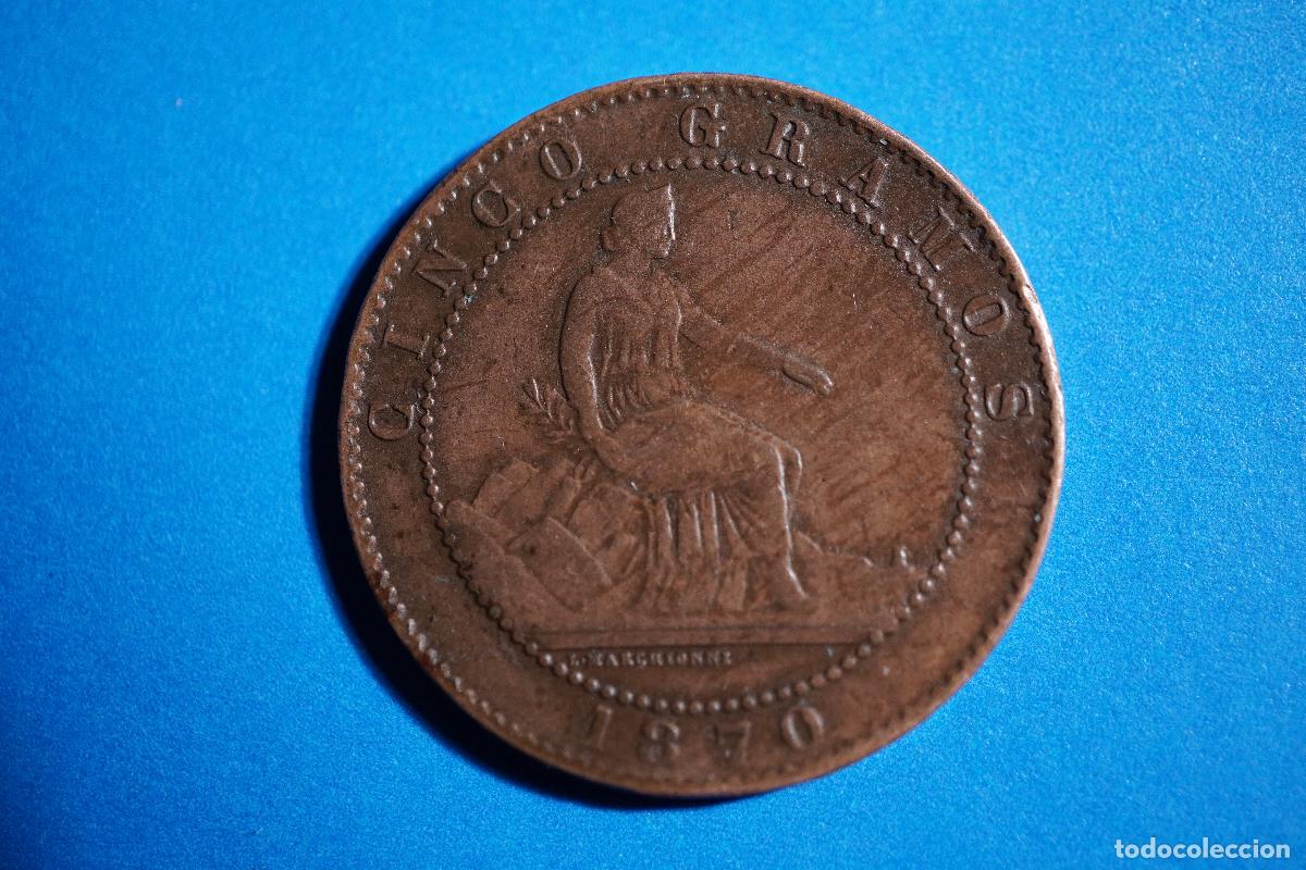Monedas de Espa&ntilde;a: Moneda de Espa&ntilde;a &ndash; 5 C&eacute;ntimos &ndash; 1870 - Foto 2