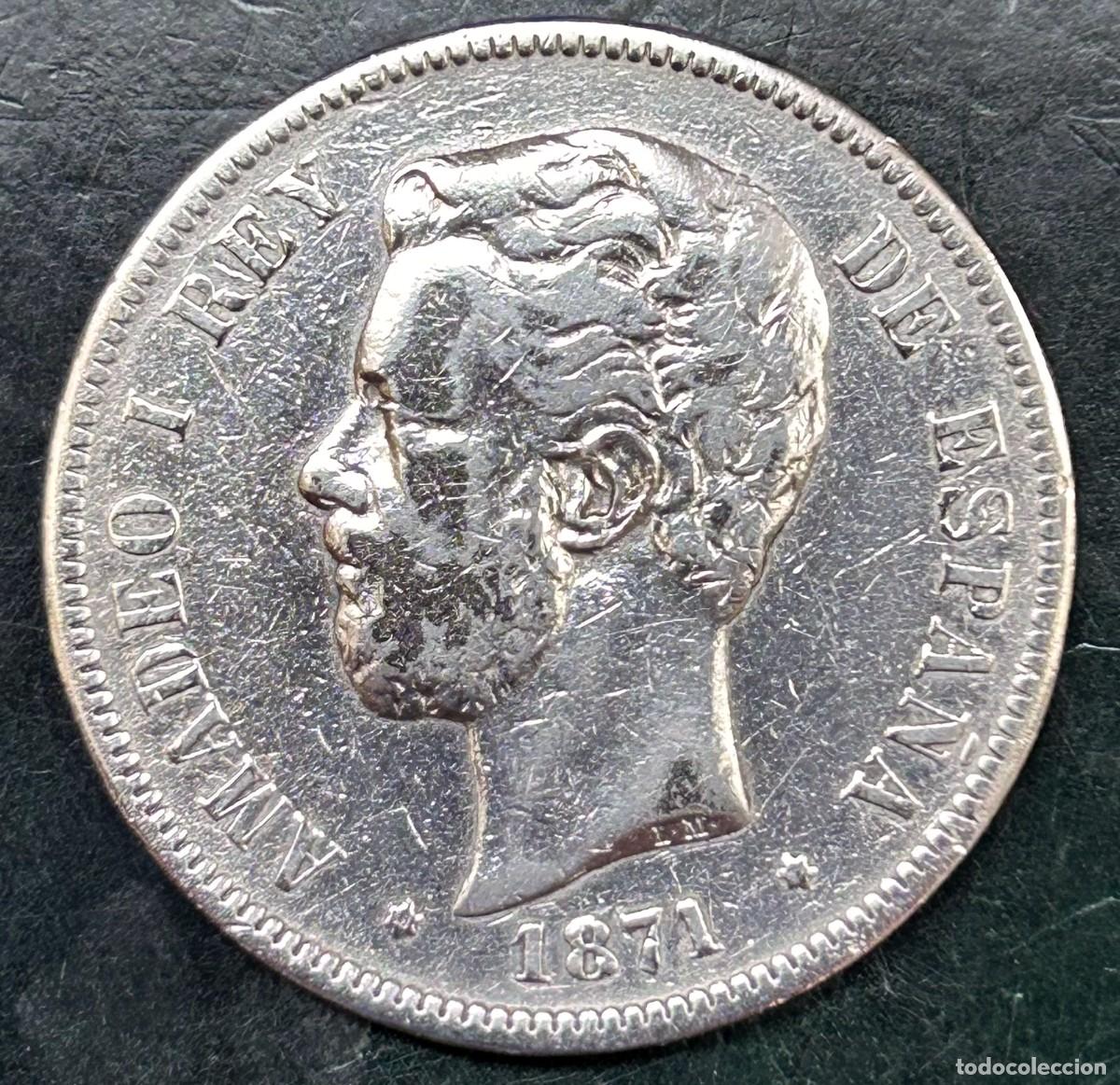 Monedas de Espa&ntilde;a: 5 Pesetas - Amadeo I Plata Silver - Foto 3