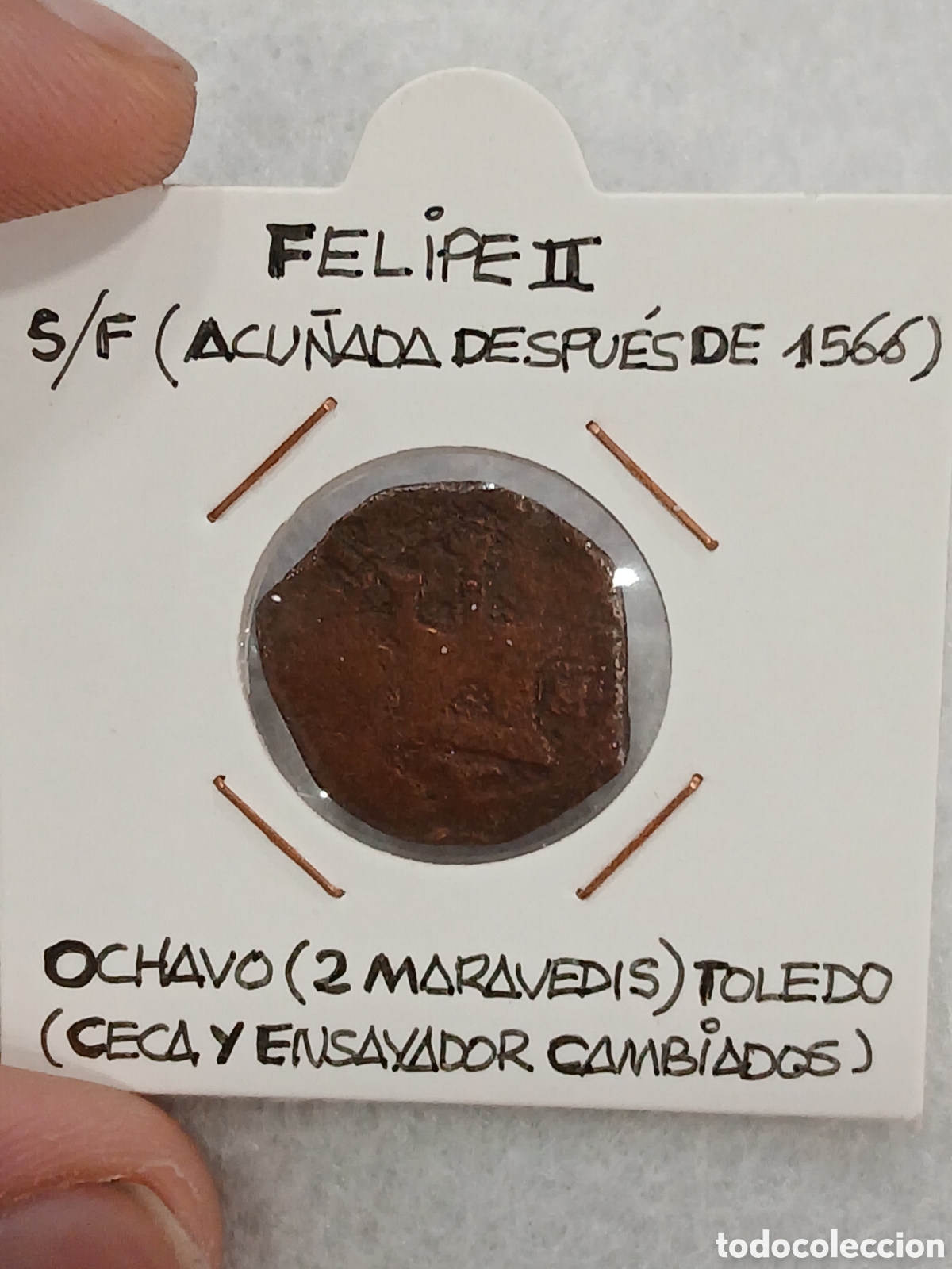 Monedas de Espa&ntilde;a: Felipe II. Ochavo de Toledo. (L31) - Foto 1