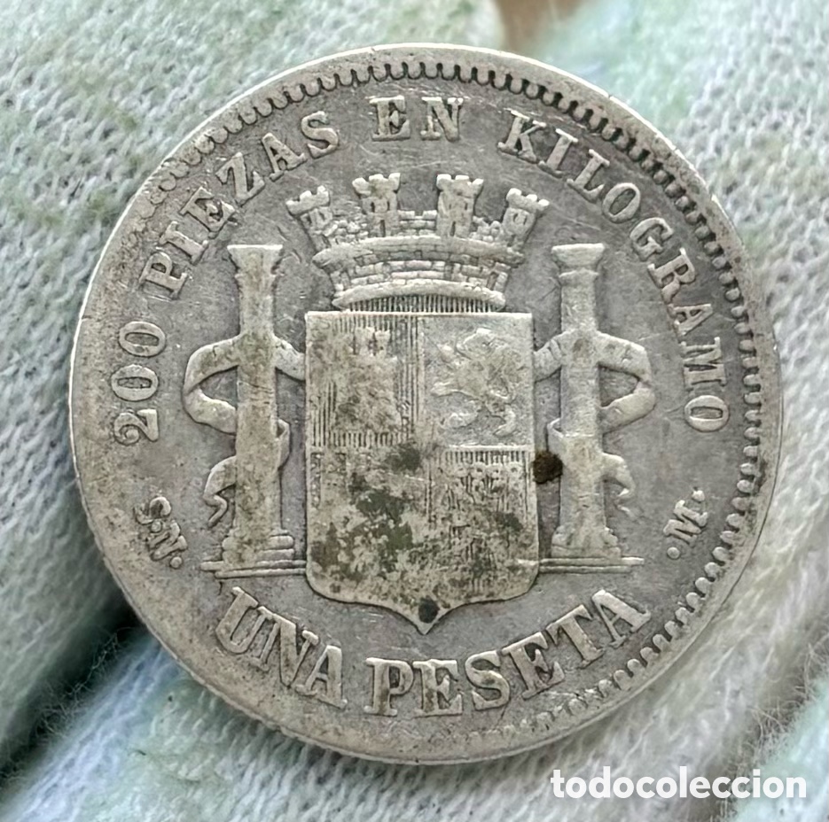 Monedas de Espa&ntilde;a: Moneda PLATA 1 Peseta 1870 Espa&ntilde;a - Foto 2