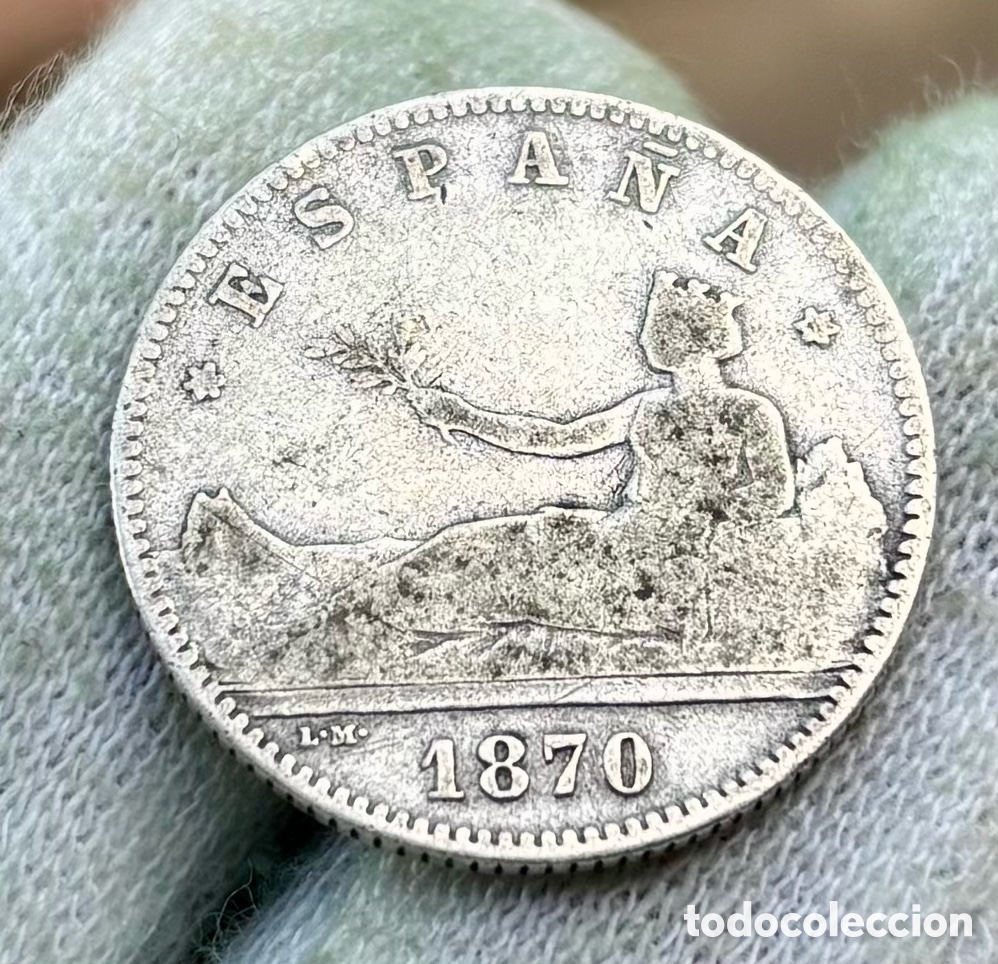 Monedas de Espa&ntilde;a: Moneda PLATA 1 Peseta 1870 Espa&ntilde;a - Foto 3