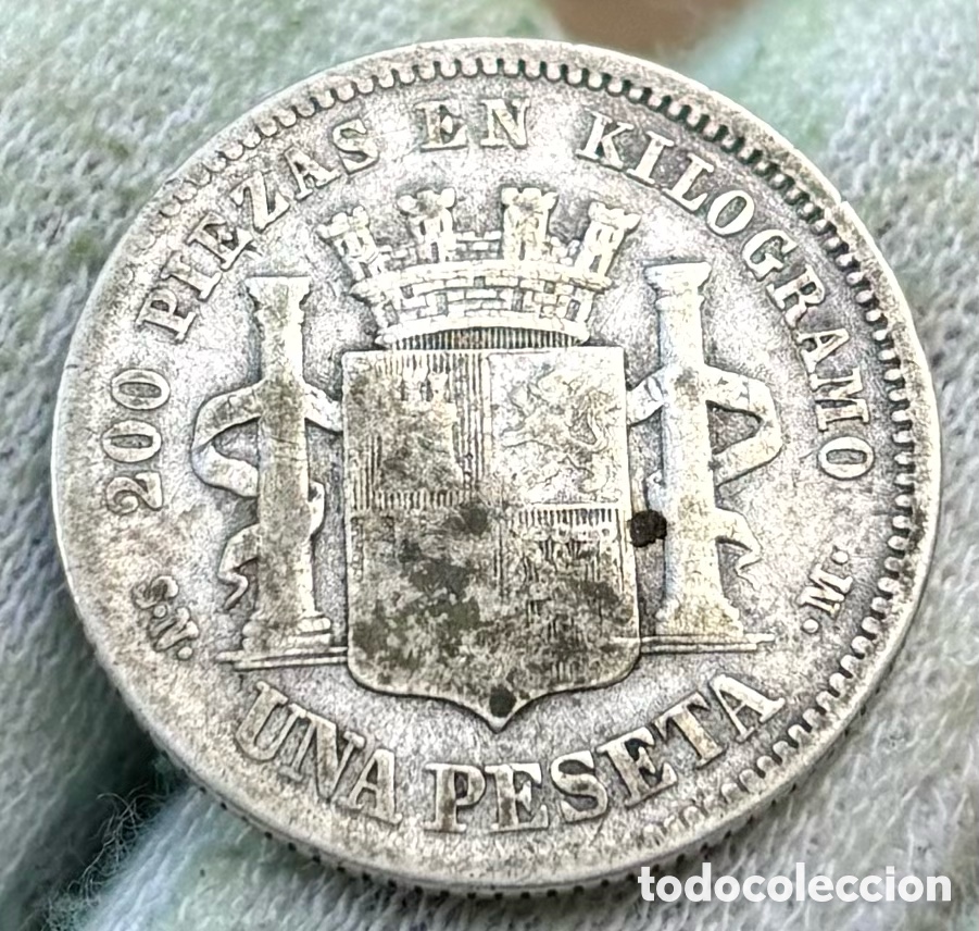 Monedas de Espa&ntilde;a: Moneda PLATA 1 Peseta 1870 Espa&ntilde;a - Foto 4