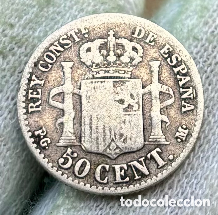 Monedas de Espa&ntilde;a: Moneda PLATA 50 Centimos 1892 ALFONSO XIII - Foto 2