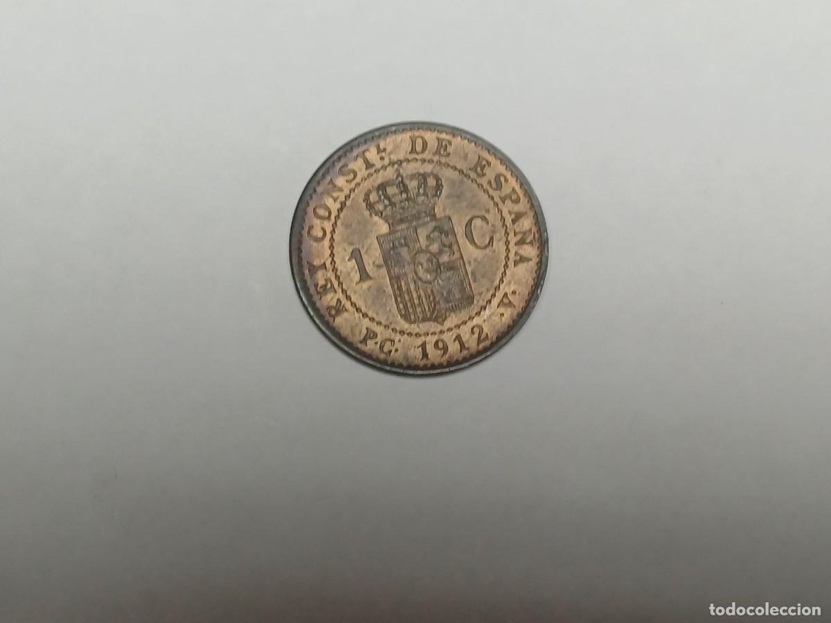 Monedas de Espa&ntilde;a: 1 CENTIMO de PESETA de 1912 PCV * 2 XC 79 ESPA&Ntilde;A en MBC+ - Foto 2