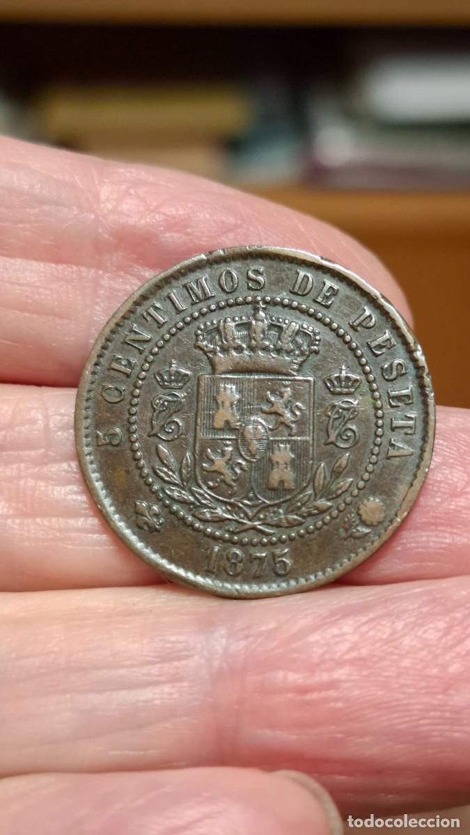 Monedas de Espa&ntilde;a: MONEDA DE 5 CENTIMOS DE CARLOS VII DE 1875 - Foto 2