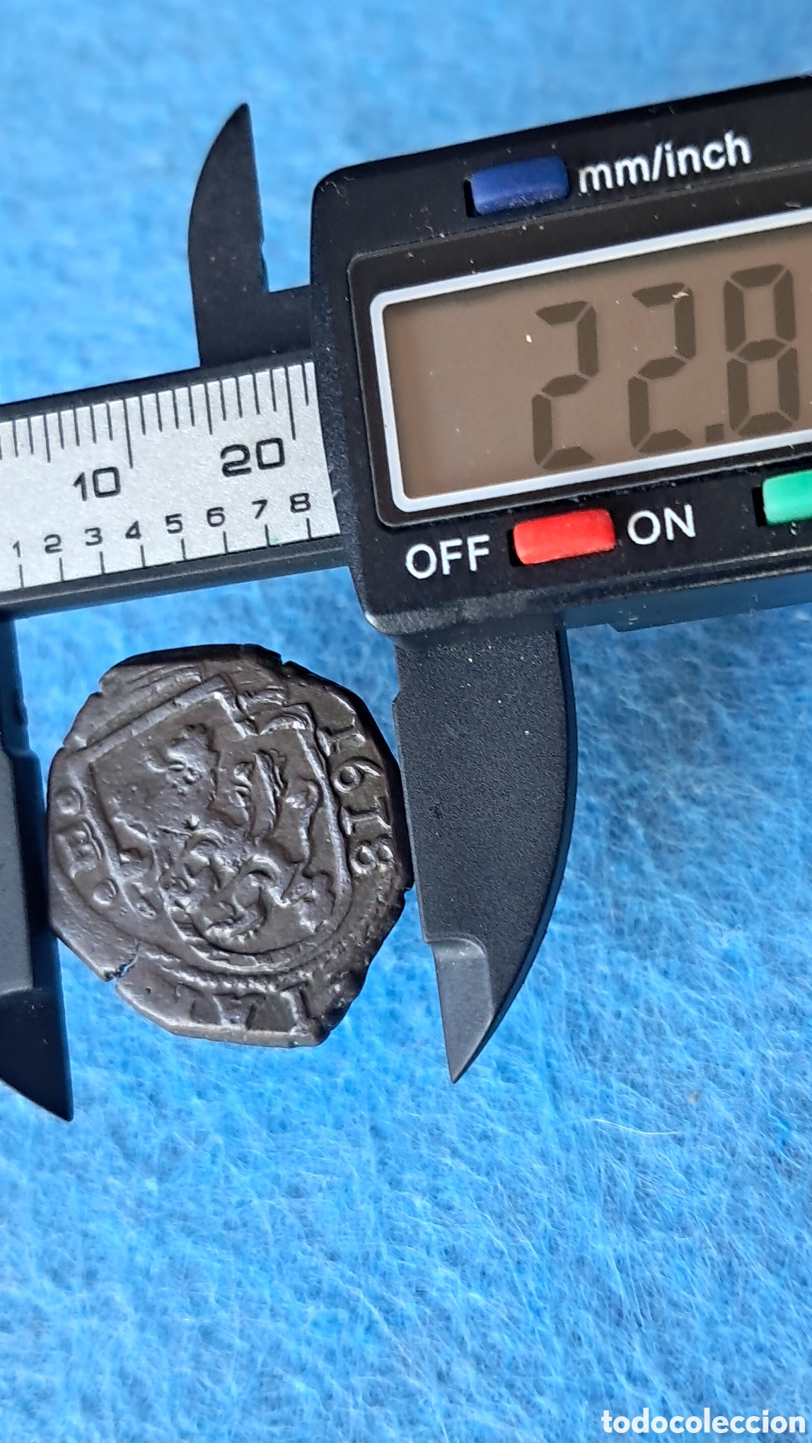 Monedas de Espa&ntilde;a: Felipe III 1618 error 9 MARAVEDIS marca 9 Burgos - Foto 3