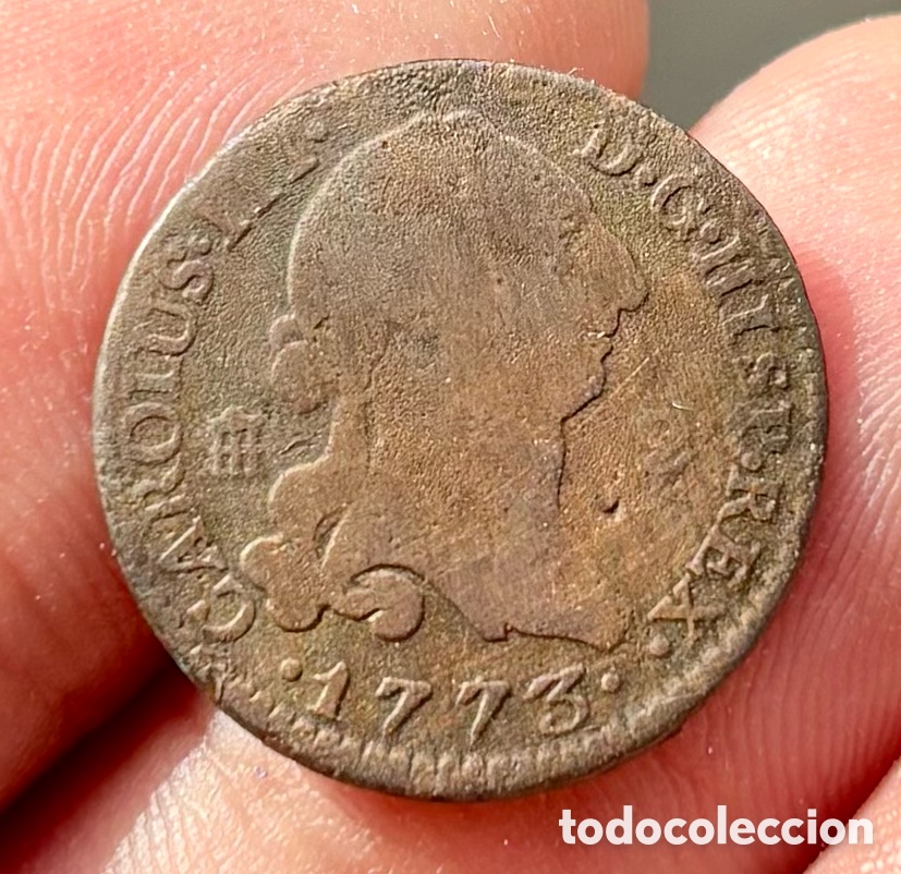 Coins of Spain: Moneda 2 Maravedis 1773 SEGOVIA . CARLOS III