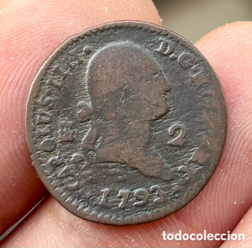 Monedas de Espa&ntilde;a: Moneda 2 Maravedis 1793 SEGOVIA. CARLOS IV