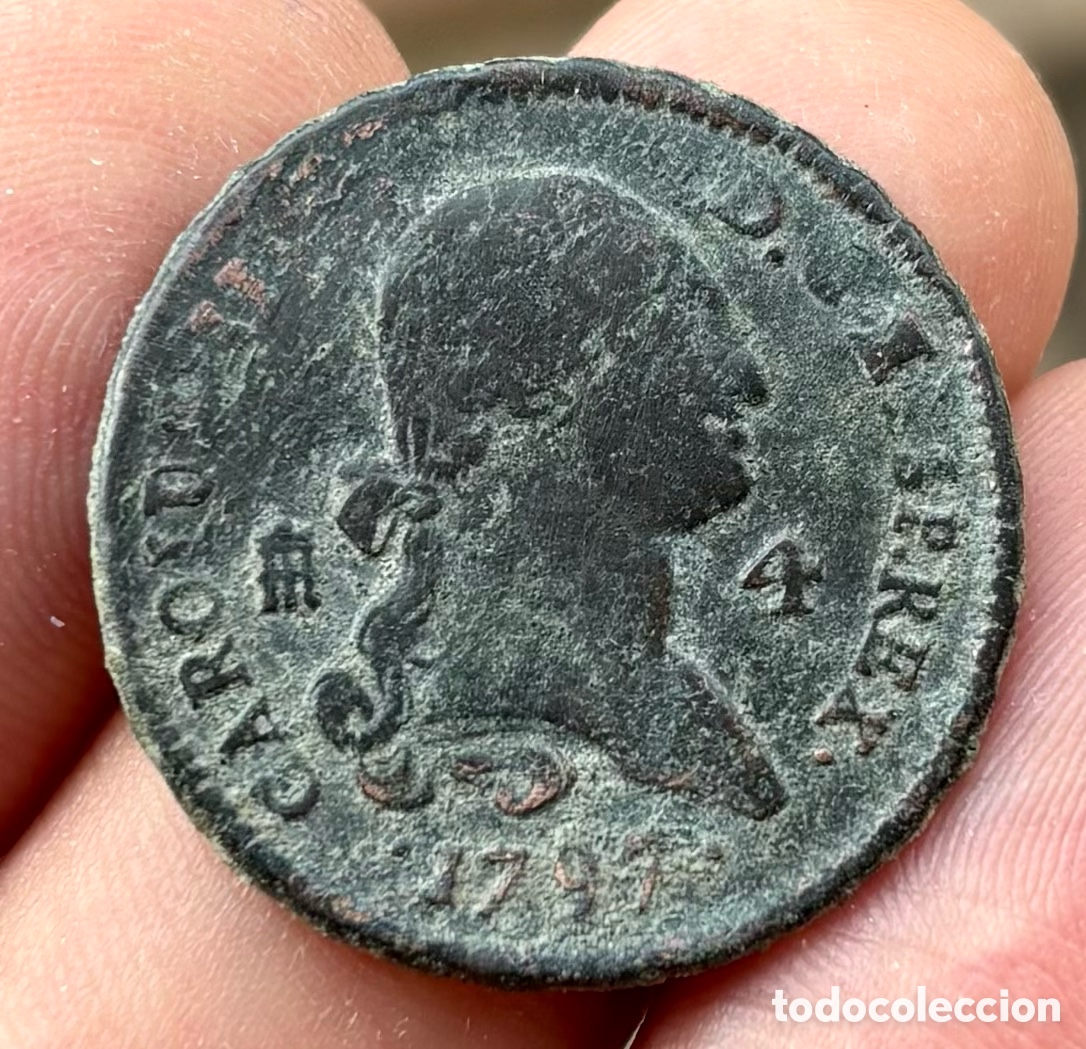 Monedas de Espa&ntilde;a: Moneda 4 Maravedis 1797 SEGOVIA. CARLOS IV - Foto 1