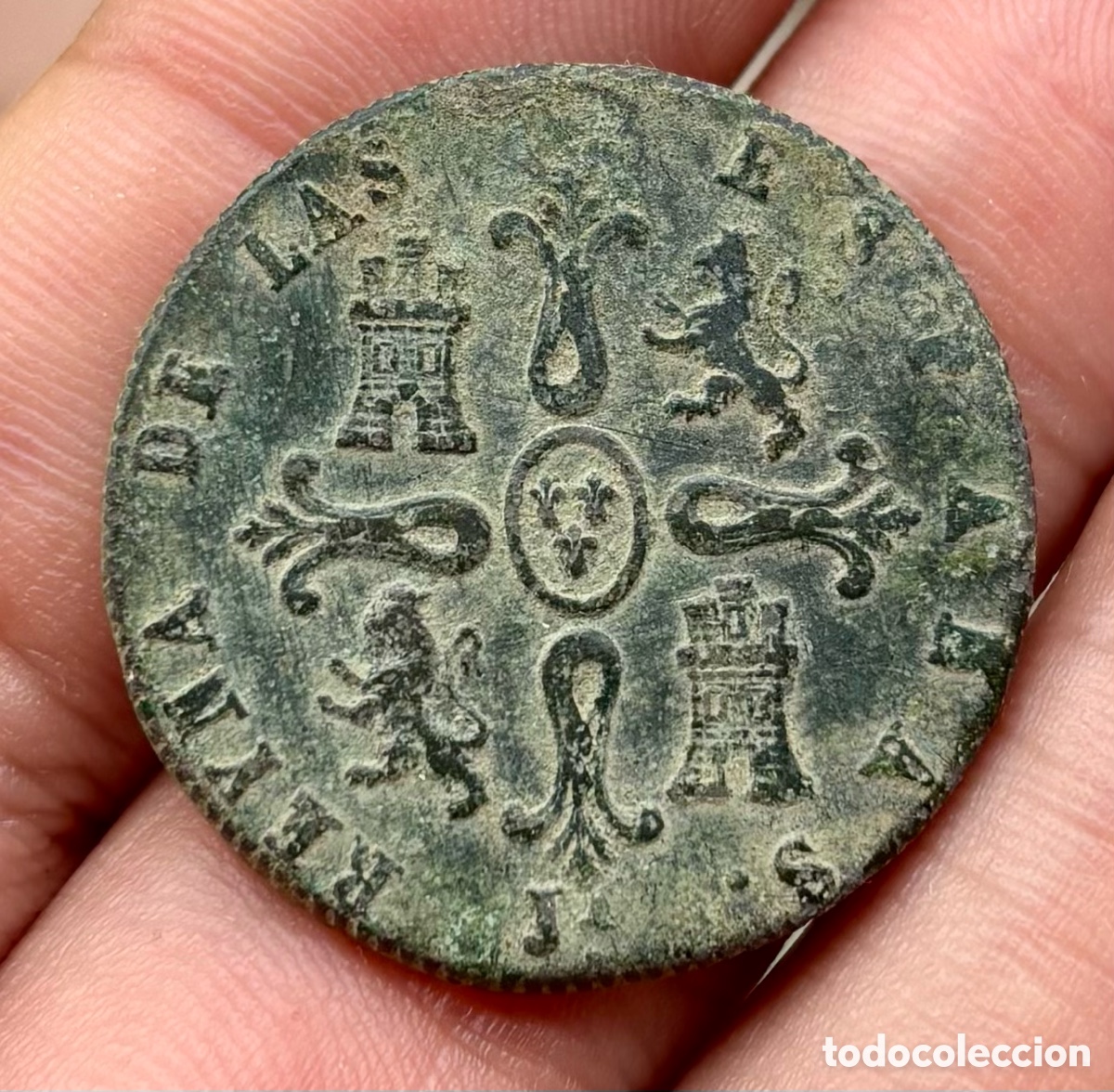 Monedas de Espa&ntilde;a: Moneda 8 Maravedis 1845 Jubia. ISABEL II - Foto 2