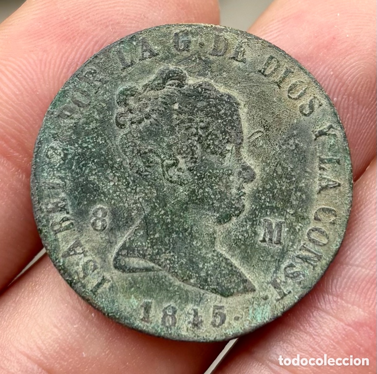 Monedas de Espa&ntilde;a: Moneda 8 Maravedis 1845 Jubia. ISABEL II - Foto 1
