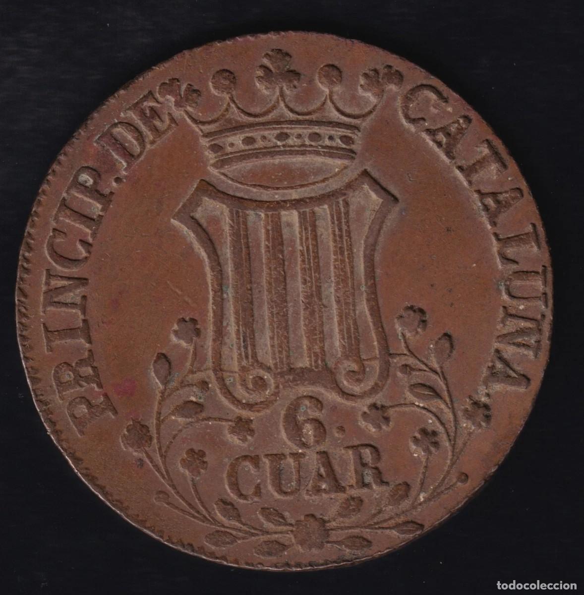 Monedas de Espa&ntilde;a: ISABEL II. 6 CUARTOS 1845 BARCELONA. EBC. - Foto 1