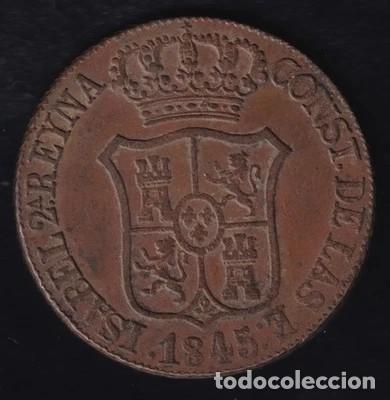 Monedas de Espa&ntilde;a: ISABEL II. 6 CUARTOS 1845 BARCELONA. EBC. - Foto 2