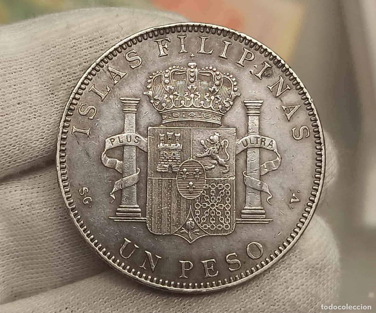 M&uuml;nzen von Spanien: 1 peso Filipinas Alfonso XIII Espa&ntilde;a 1897 Manila moneda plata espa&ntilde;ola