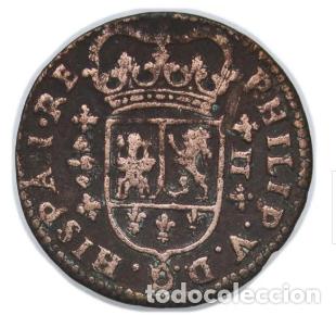 Monedas de Espa&ntilde;a: Felipe V. 2 Maraved&iacute;s. 1719. Valencia. MBC- - Foto 2