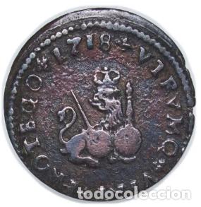 Monedas de Espa&ntilde;a: FELIPE V. 1 Maraved&iacute;. La Seca (Barcelona). 1718 B. - Foto 1