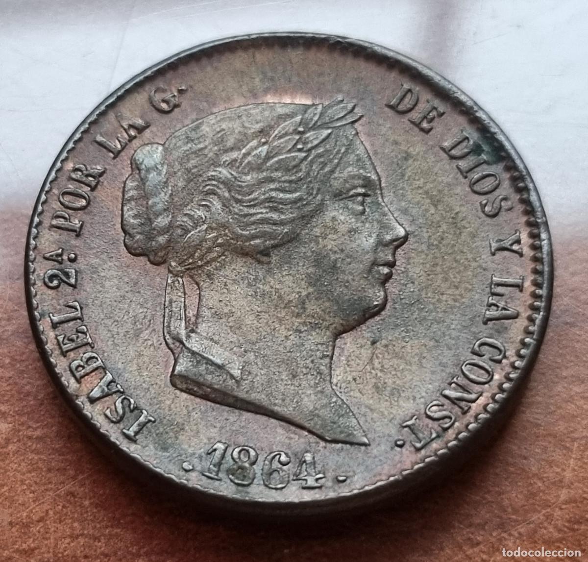 Monedas de Espa&ntilde;a: ISABEL 2&ordf; SEGOVIA 25 CENTIMOS DE REAL 1864 - Foto 1