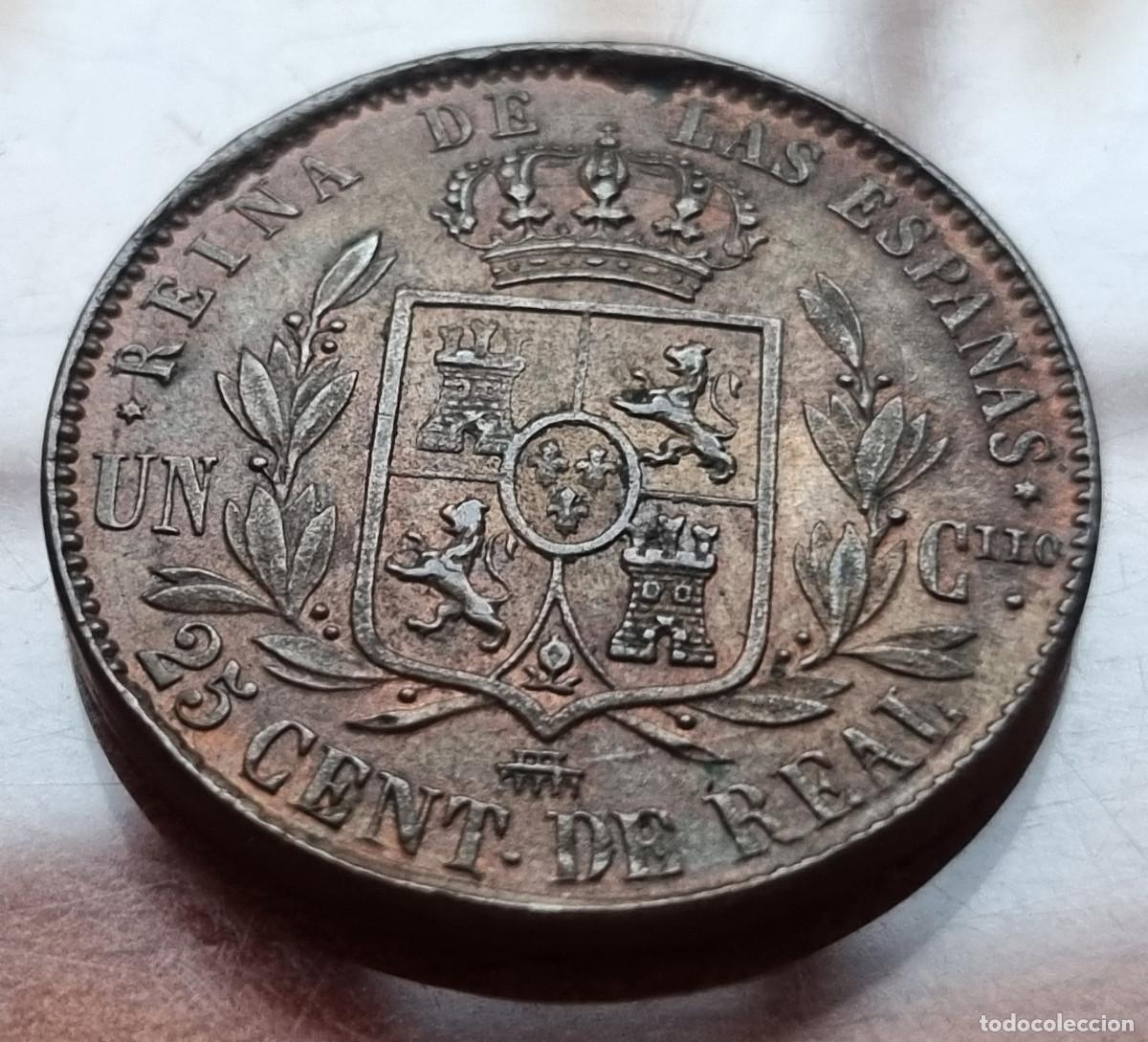 Monedas de Espa&ntilde;a: ISABEL 2&ordf; SEGOVIA 25 CENTIMOS DE REAL 1864 - Foto 3