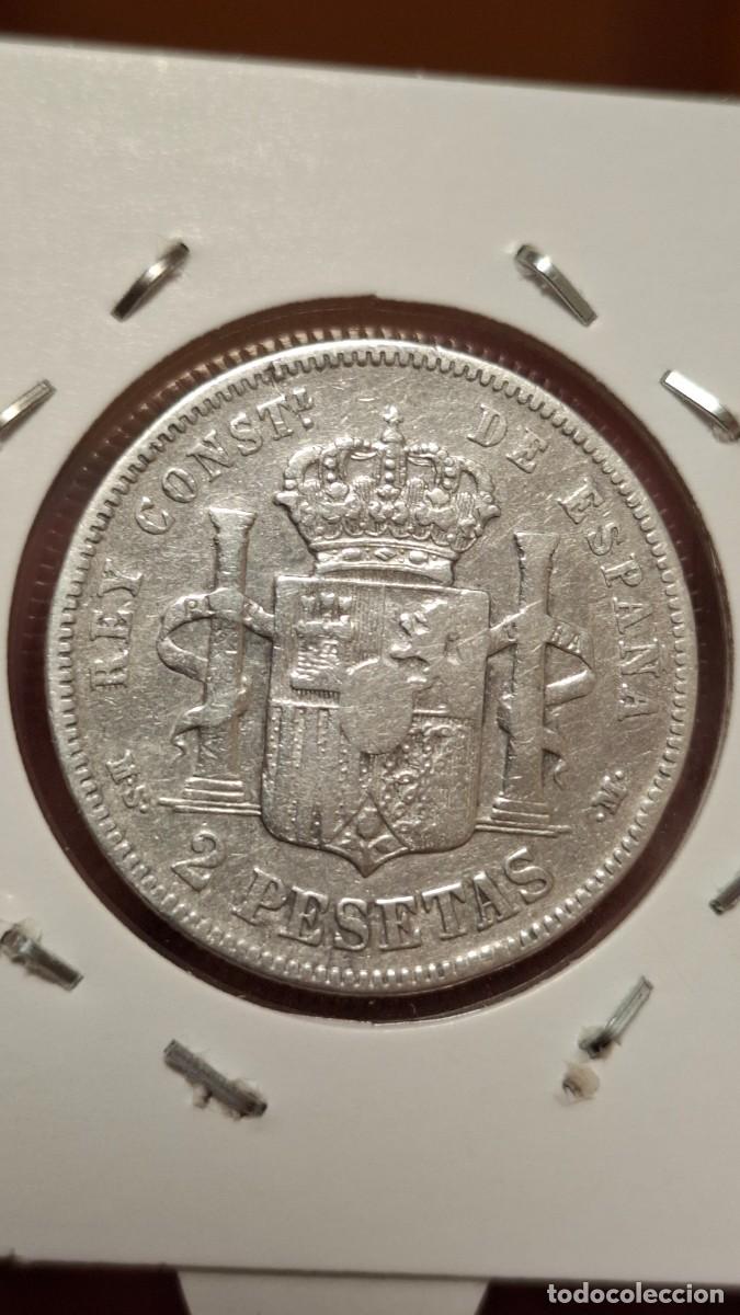 Monedas de Espa&ntilde;a: MONEDA DE 2 PESETAS DE ALFONSO XII DE 1882 - Foto 2