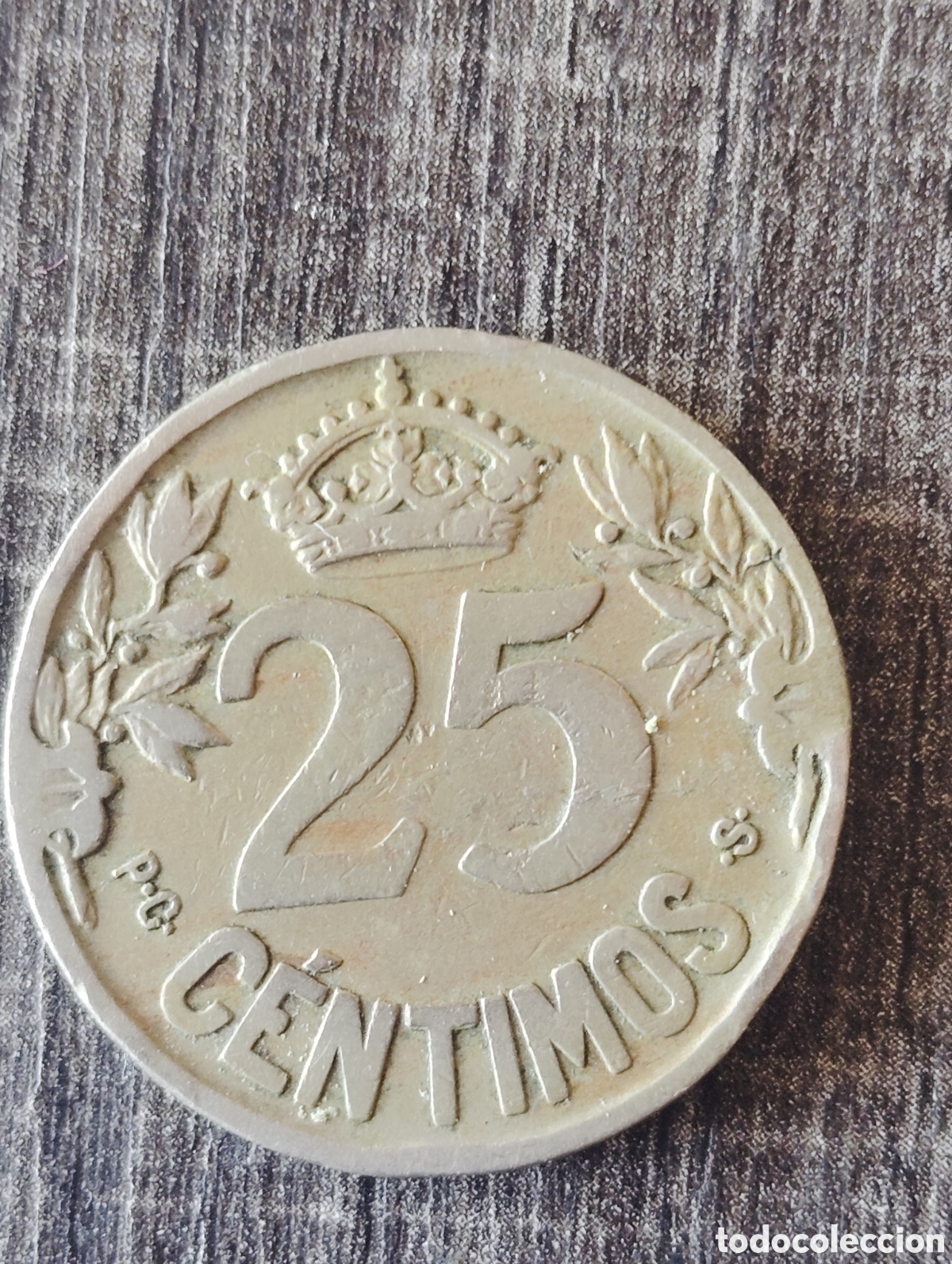 Monedas de Espa&ntilde;a: Moneda espa&ntilde;ola de Alfonso XIII de 25 c&eacute;ntimos de 1925 - Foto 1