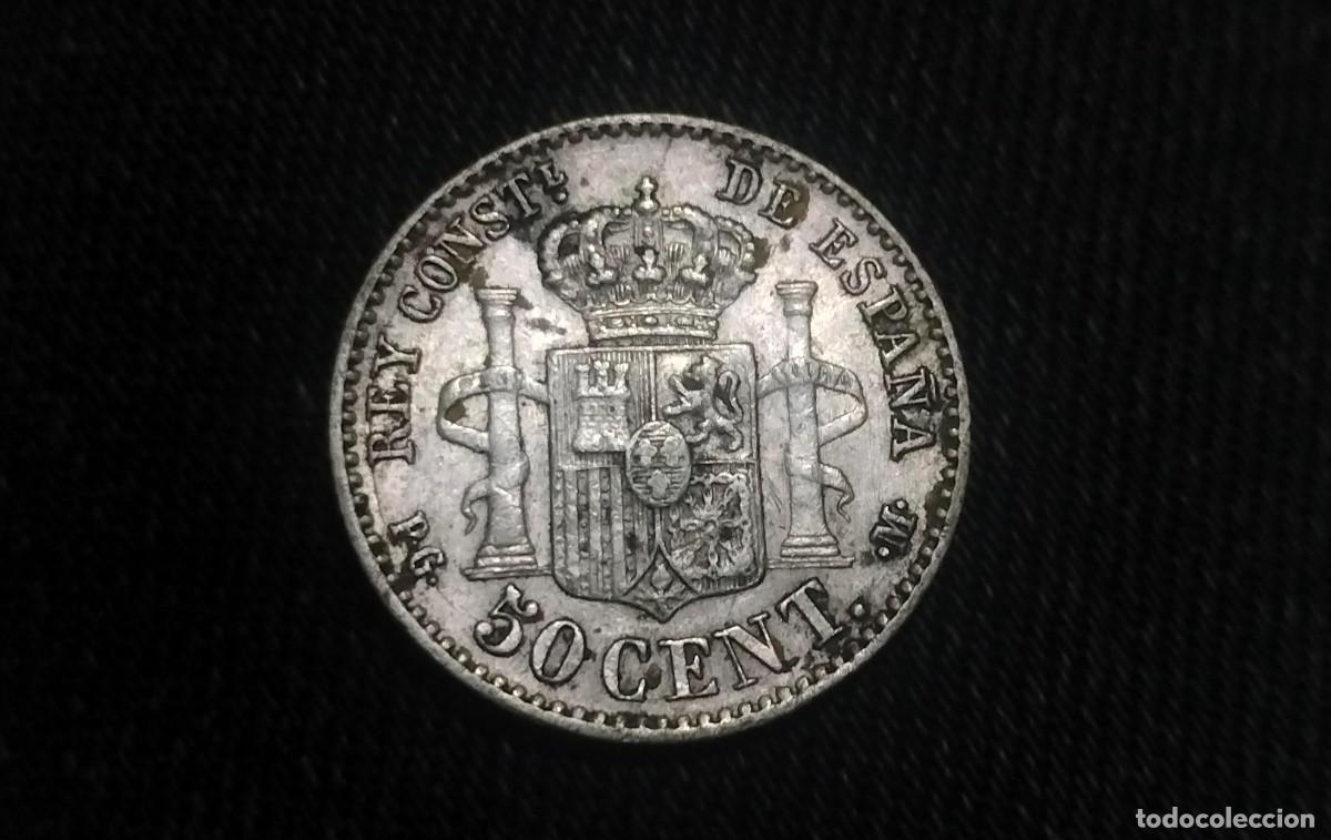 Monedas de Espa&ntilde;a: Variante *2 *2! Alfonso XII 50 c&eacute;ntimos - Foto 2