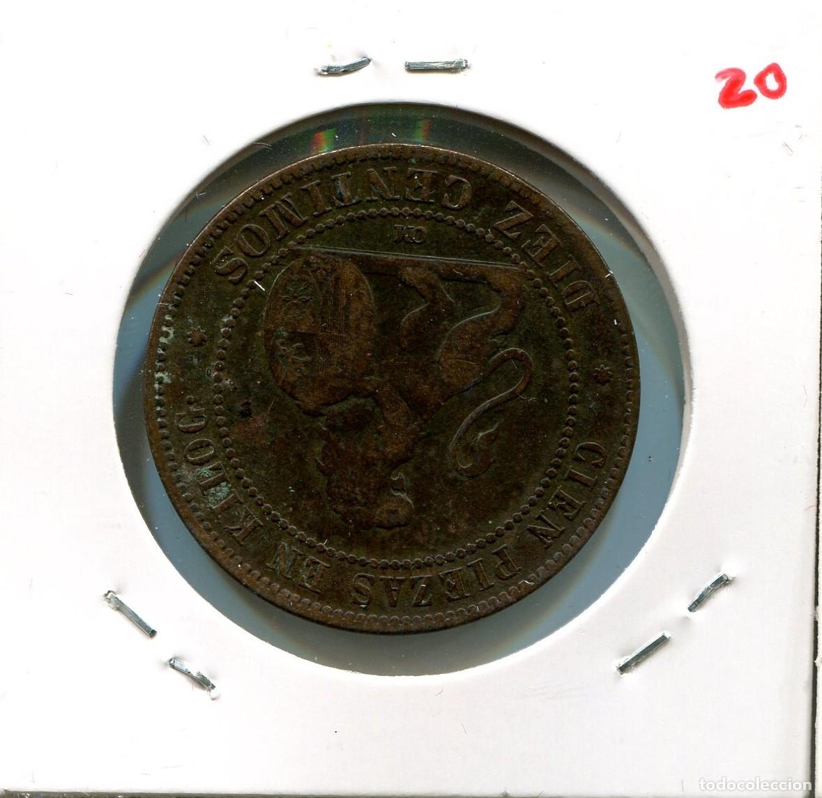 Monedas de Espa&ntilde;a: 10 CENTIMOS GOBIERNO PROVISIONAL A&Ntilde;O 1870 ( MES4420 ) - Foto 2