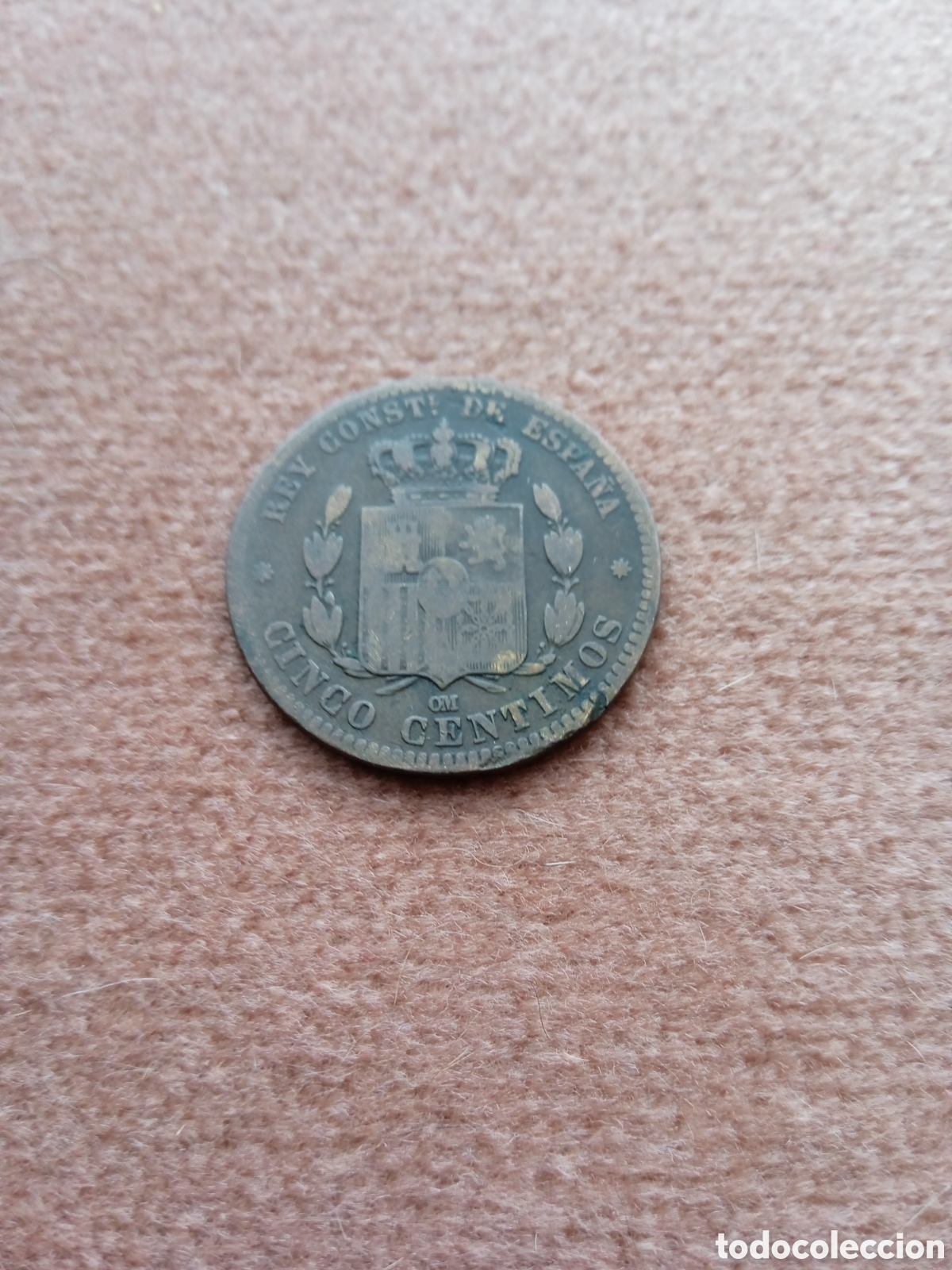 Monedas de Espa&ntilde;a: Moneda 5 c&eacute;ntimos Alfonso XII 1877 - Foto 2