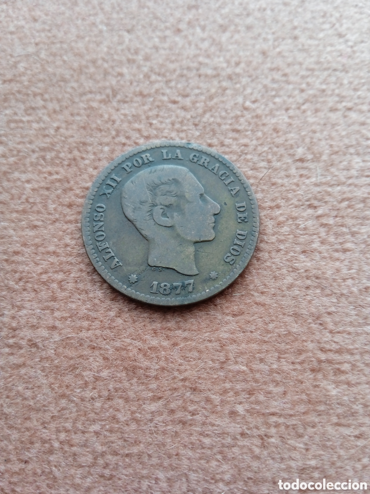 Monedas de Espa&ntilde;a: Moneda 5 c&eacute;ntimos Alfonso XII 1877 - Foto 1