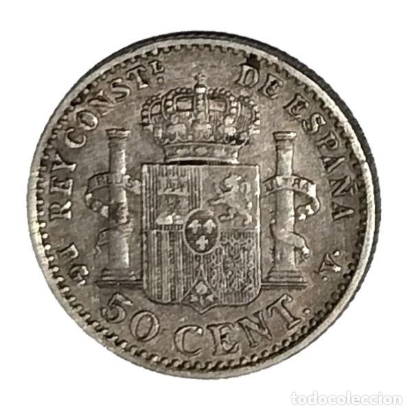 Monedas de Espa&ntilde;a: Moneda Plata 50 C&eacute;ntimos Alfonso XIII 1896 - Foto 2