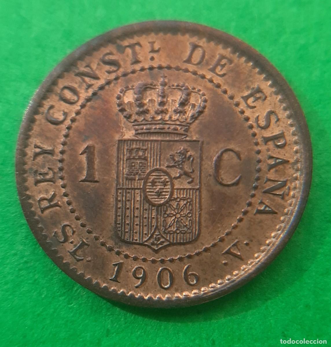 Monedas de Espa&ntilde;a: (ERROR-ESPA&Ntilde;A)(1906*6 SL V) 1 C&Eacute;NTIMO CON REPINTE EN REVERSO - Foto 2