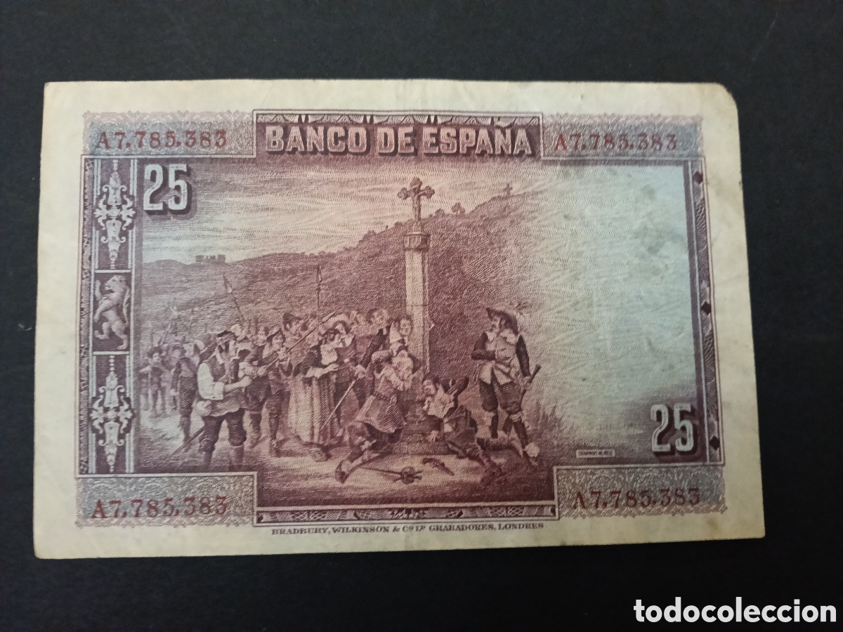 Monedas de Espa&ntilde;a: Billete 25 pesetas 1928 - Foto 2