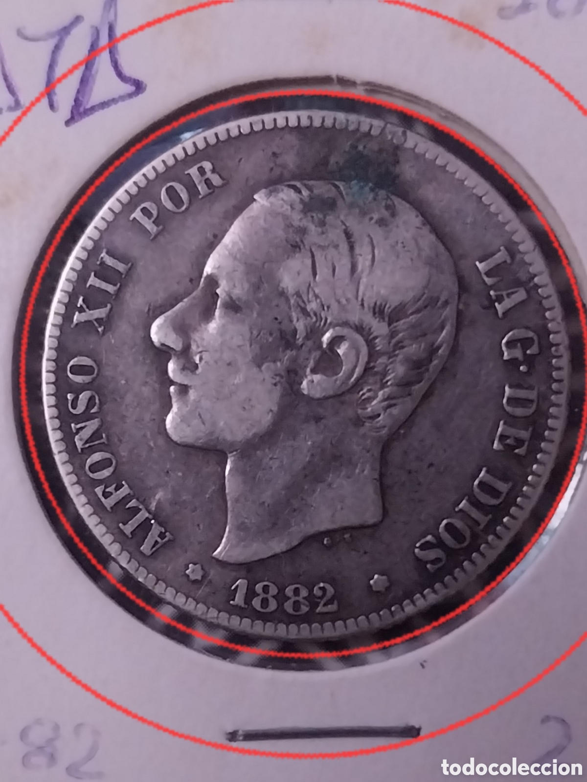 Monedas de Espa&ntilde;a: 2ptas de 1882 ⁸&sup2;, AlfonsoXll PLATA - Foto 2