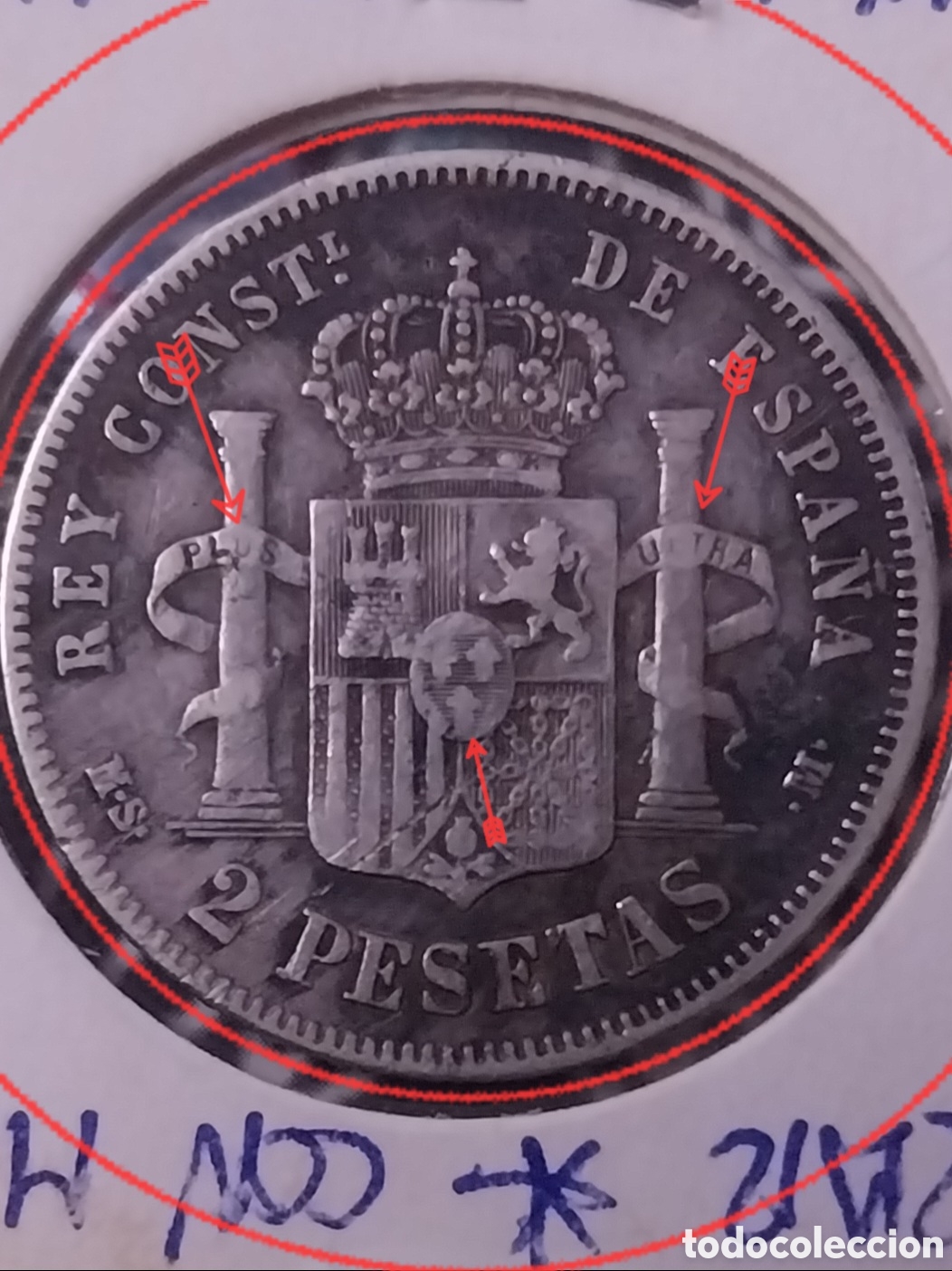 Monedas de Espa&ntilde;a: 2ptas de 1882 ⁸&sup2;, AlfonsoXll PLATA - Foto 1