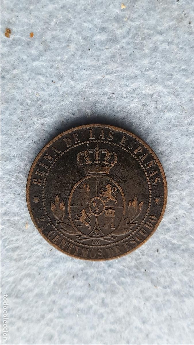 Monedas de Espa&ntilde;a: Isabel II. 2 1/2 C&eacute;ntimos. A&ntilde;o 1867. Ceca de Sevilla. - Foto 2