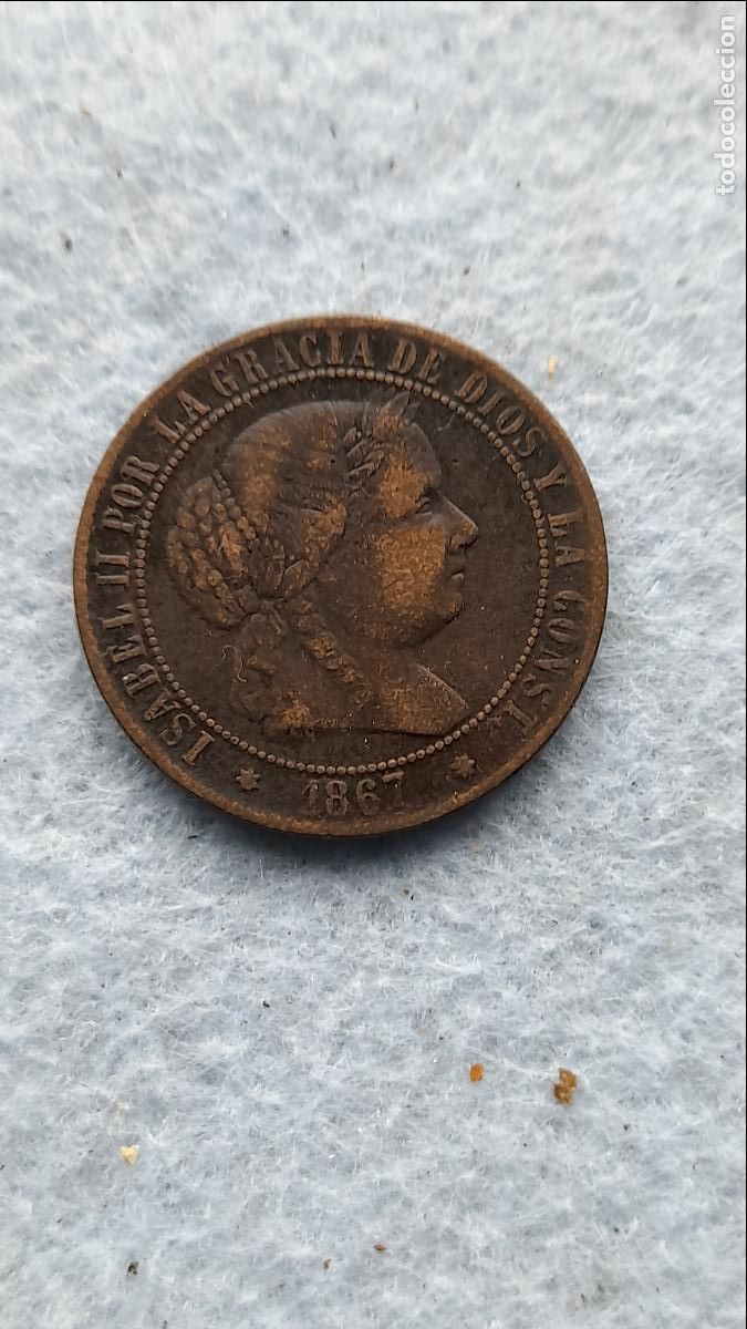 Monedas de Espa&ntilde;a: Isabel II. 2 1/2 C&eacute;ntimos. A&ntilde;o 1867. Ceca de Sevilla. - Foto 1
