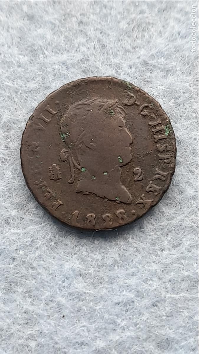 Monedas de Espa&ntilde;a: Fernando VII. 2 Maraved&iacute;s. A&ntilde;o 1828. Ceca de Segovia. - Foto 1