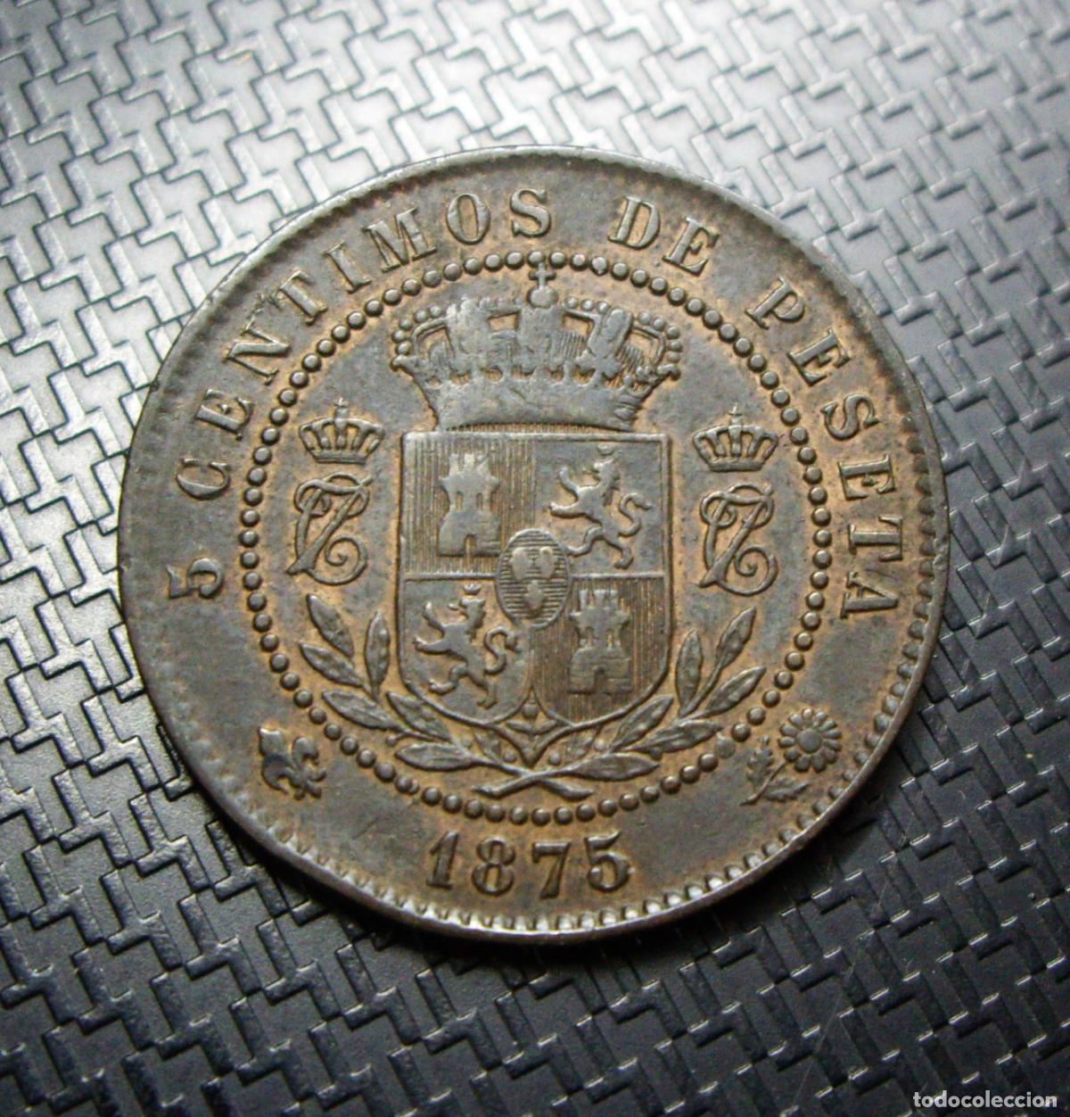 Monedas de Espa&ntilde;a: CARLOS VII - 5 CENTIMOS 1875 - GUERRAS CARLISTAS - Foto 2