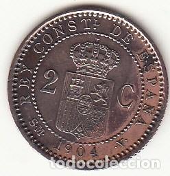 Monedas de Espa&ntilde;a: ESPA&Ntilde;A - 2 CENTIMOS DE COBRE DE 1904 *SMV - Foto 2