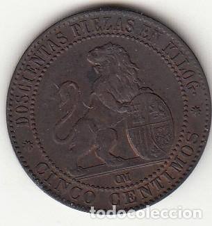 Monedas de Espa&ntilde;a: ESPA&Ntilde;A - 5 CENTIMOS DE COBRE DE 1870 - GOBIERNO PROVISIONAL - Foto 2