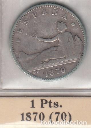 Monedas de Espa&ntilde;a: ESPA&Ntilde;A - 1 PESETA DE PLATA DE 1870 - Foto 1