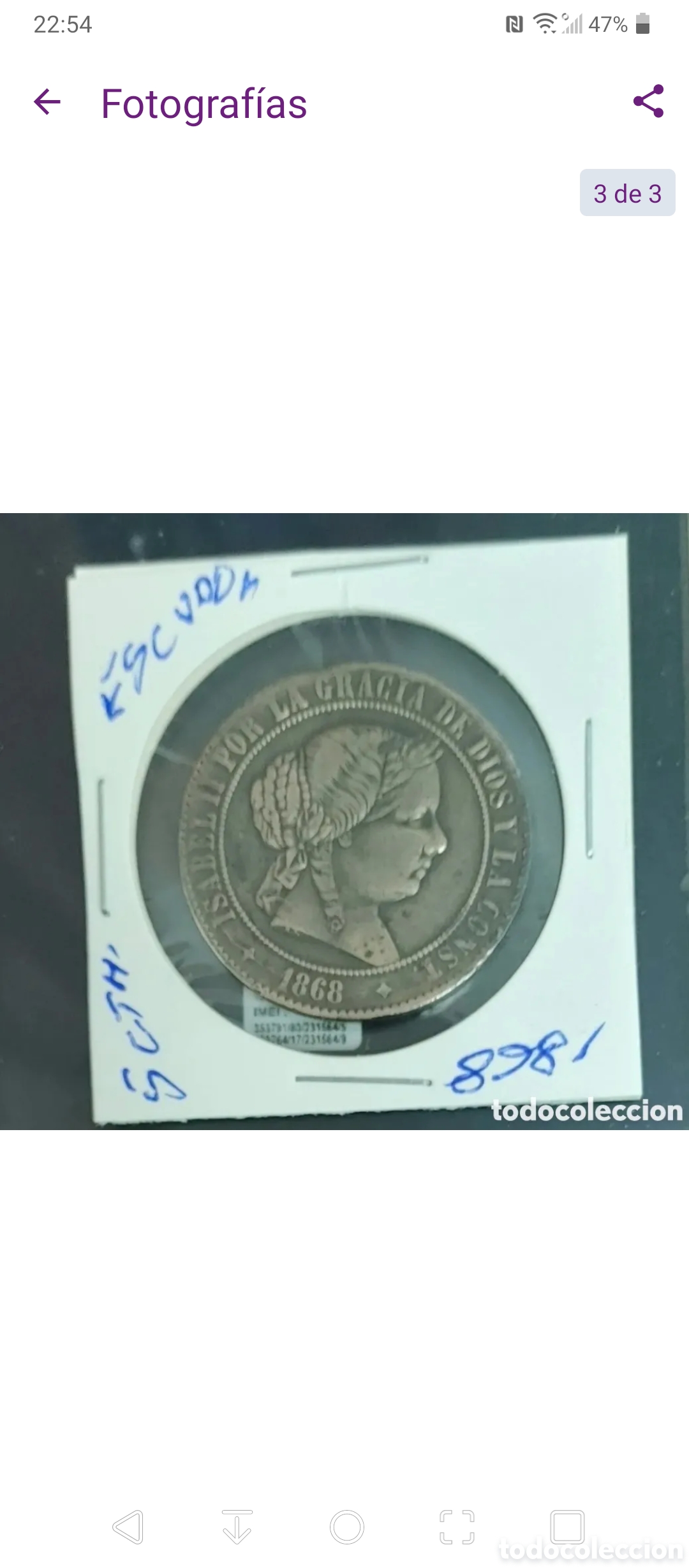 Monedas de Espa&ntilde;a: CINCO CENTIMOS DE ESCUDO ISABEL II DE 1868 EN EBC+++ - Foto 3