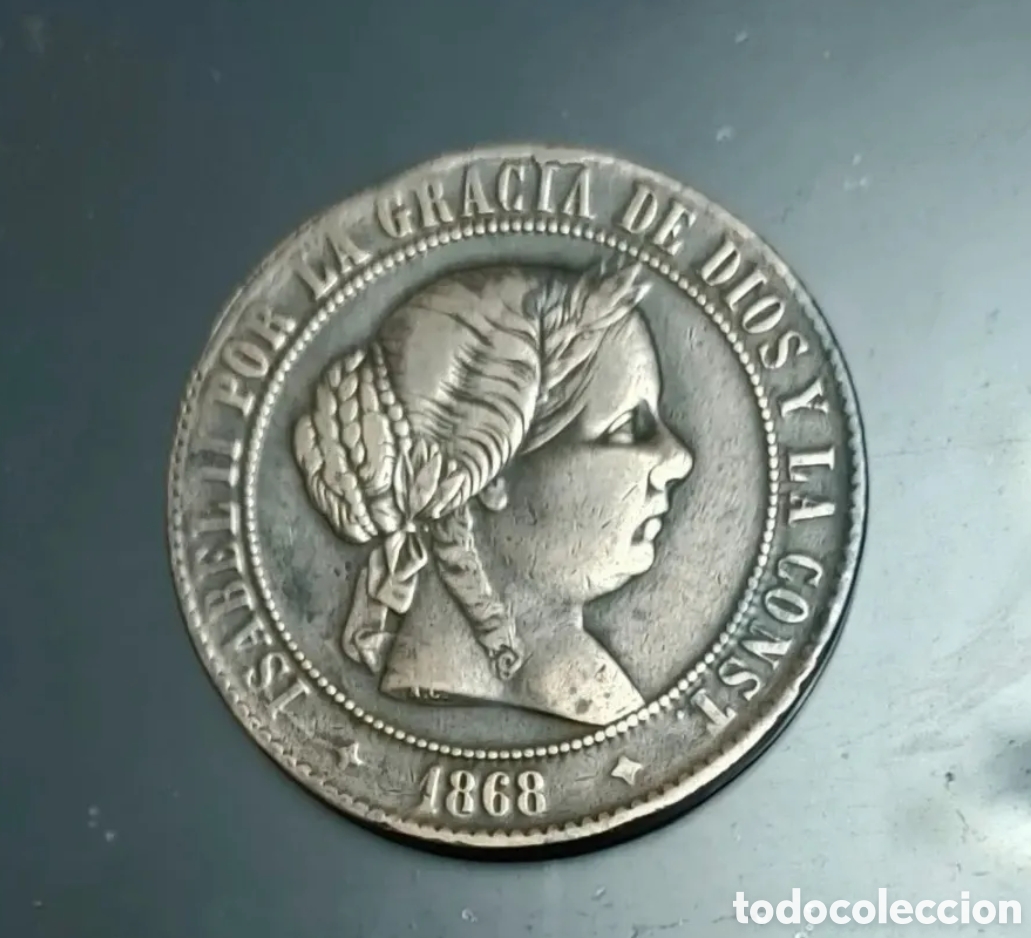 Monedas de Espa&ntilde;a: CINCO CENTIMOS DE ESCUDO ISABEL II DE 1868 EN EBC+++ - Foto 4