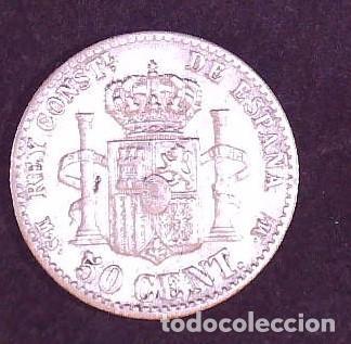 Monedas de Espa&ntilde;a: 50 c&eacute;ntimos Alfonso XII a&ntilde;o 1880 - Foto 2