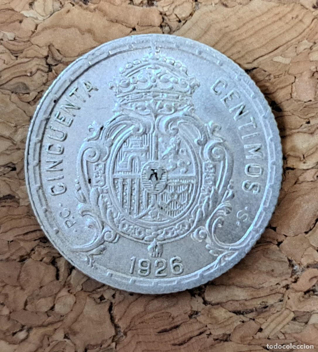Monedas de Espa&ntilde;a: Moneda de 50 c&eacute;ntimos plata 1926 Alfonso XIII, sin circular - Foto 3
