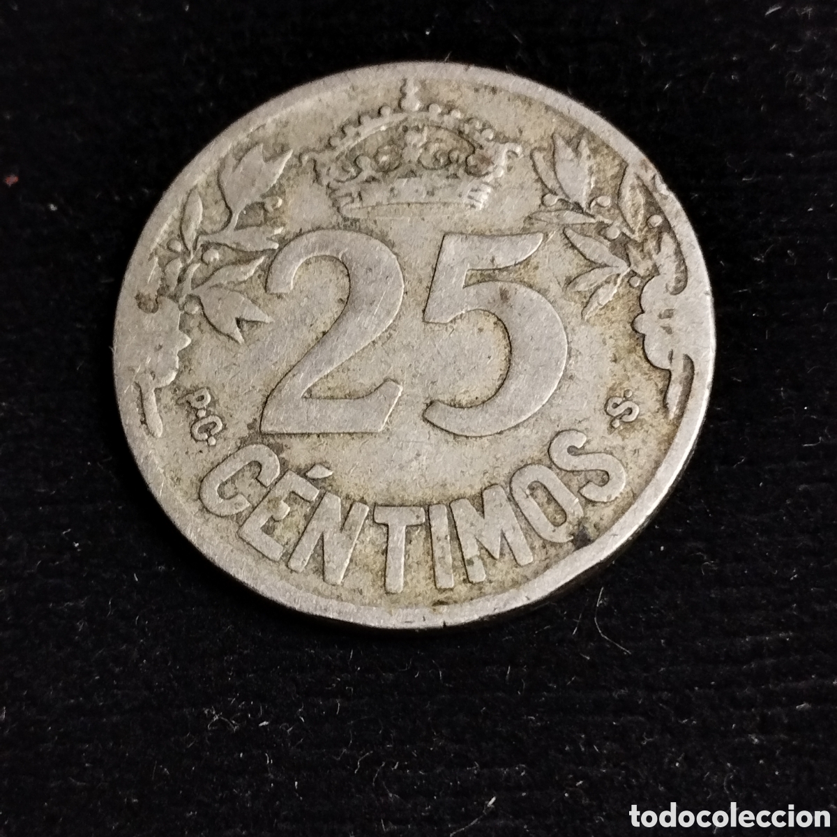 Monedas de Espa&ntilde;a: 25 c&eacute;ntimos. Alfonso Xlll 1925. Desgaste. - Foto 2