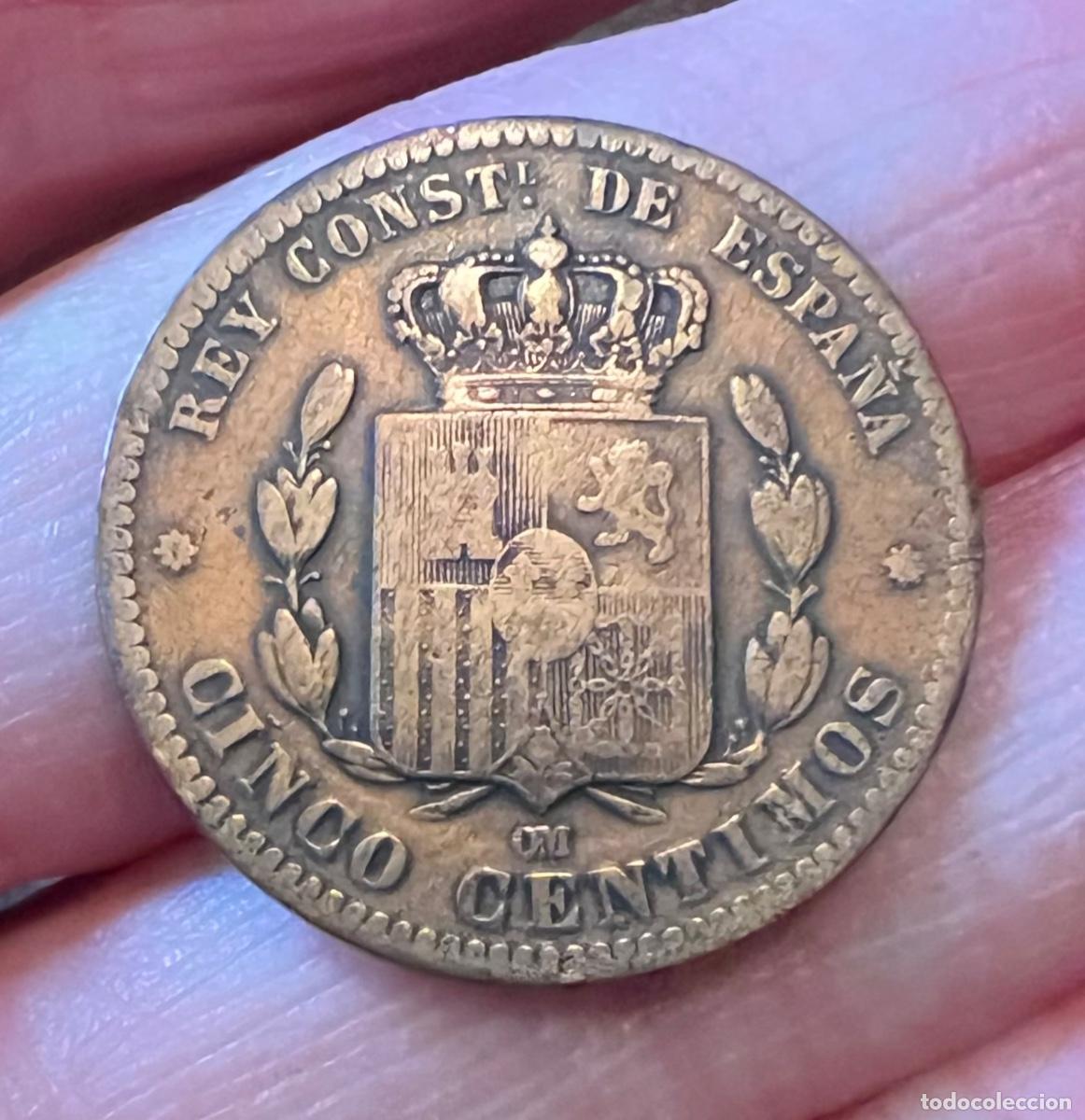 Monedas de Espa&ntilde;a: Moneda Cinco C&eacute;ntimos Alfonso XII - A&ntilde;o 1879 - Foto 2