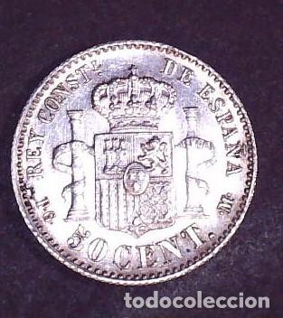 Monedas de Espa&ntilde;a: 50 centimos Alfonso XIII a&ntilde;o 1892 PGM - Foto 2